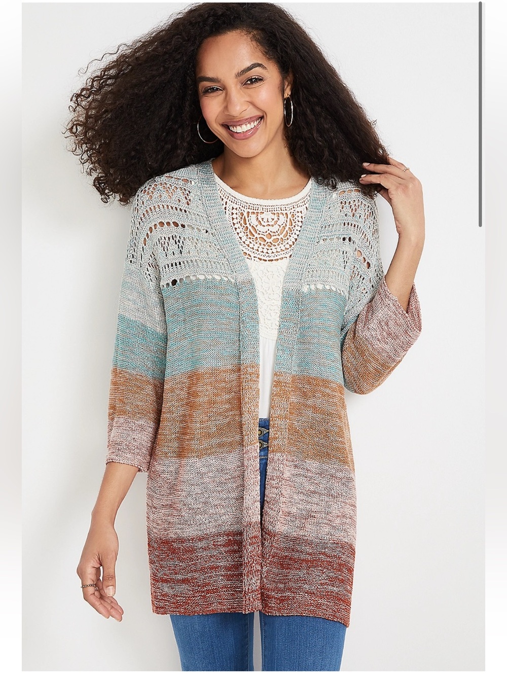 Maurice’s multi color striped cardigan size small
